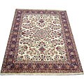 Indo Hand-knotted Sarouk Ivory/ Blue Rug (7'6 x 10')