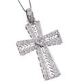 14k White Gold 4/5ct TDW Diamond Cross Necklace (H, SI)