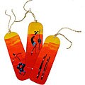 Set of 3 Orange Painted Tin Bookmarks (Kenya)