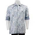Natural Blue Men's Linen Paisley Print Long-sleeve Shirt