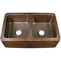 Solid Copper Double Bowl Farmhouse Sink