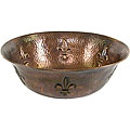 Hand-hammered Aged Copper Fleur De Lis Vessel Sink