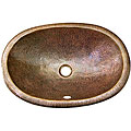 Hand-hammered Copper Oval Sink with Overflow