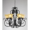 Ivory Shade 6-light Black Chandelier