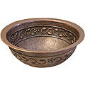 Hand-hammered Copper Grapevine Sink with Overflow