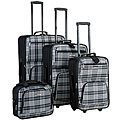 Rockland Black Cross Expandable 4-piece Luggage Set