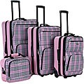 Rockland Pink Cross Expandable 4-piece Luggage Set