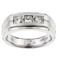 18k Gold Men's 7/8ct TDW Diamond 3-stone Ring (G-H, SI) (Size 10)