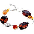 Handmade Sterling Silver, Amber and Carnelian Bracelet