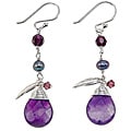 Sterling Silver Handmade Amethyst, Pearl and Crystal Earrings
