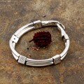 Sterling Silver Swirl Stations Tubular Link Bracelet (Mexico)