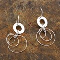 Sterling Silver Hammered Disc and Circles Earrings (Mexico)