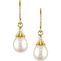 10k Yellow Gold Freshwater Rice Pearl Drop Earrings (5-6mm)