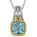 Sterling Silver/ 10k Gold Blue Topaz and Diamond Accent Necklace