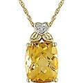 10k Gold Citrine and Diamond Accent Necklace