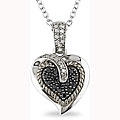 Silver 1/4ct TDW Black and White DiIamond Heart Necklace