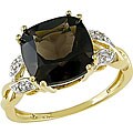 10k Gold Smokey Quartz and Diamond Accent Ring