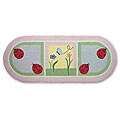 Hand-hooked Pink Ladybug Wool Runner (2'5 x 6' Oval)