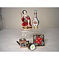 Limoges Hand-painted Asian 5-piece Keepsake Box Set