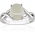 10k White Gold Opal and Diamond Ring