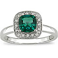 10k Gold Created Emerald and Diamond Accent Ring