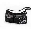 Perlina Black Double Pocket Shopper Bag