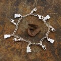 Sterling Silver Teddy and Deer Charm Bracelet (Italy)