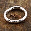 Sterling Silver Hammered Oval Bangle (Mexico)