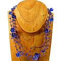 Woven Copper Wire Blue Faceted Bead Necklace (Chile)