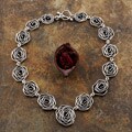 Sterling Silver Antique Rose Link Necklace (Mexico)