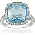 18k Gold Blue Topaz and 7/8ct TDW Diamond Ring (G-H, SI) (Size 6.5)