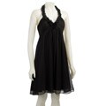 Max & Cleo Chiffon Halter Dress with Rosettes