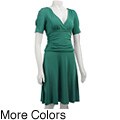 FINAL SALE Max & Cleo Women's Ruched V-neck Dress