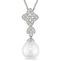18k Gold 1/10ct TDW South Sea Drop Pearl Necklace