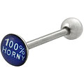 Adult Surgical Steel '100% Horny' Barbell Tongue Ring