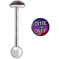 Surgical Steel Adult 'Cutie on Duty' Logo Tongue Barbell