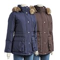 DKNY Short Down Anorak with Faux Fur Trim