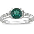 10k Gold Square Created Emerald and Diamond Accent Ring (I-J, I2-I3)
