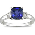 10k Gold Created Sapphire/ Diamond Accent Ring (I-J, I2-I3)