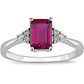 10k Gold Created Ruby and 1/10ct TDW Diamond Ring (I-J, I2-I3)