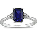10k Gold Created Sapphire/ 1/10ct TDW Diamond Ring (I-J, I2-I3)