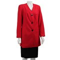 Justin Taylor Women's Red/ Black Collarless Skirt Suit