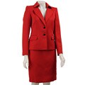 Anne Klein Women's Red Topstitched Skirt Suit