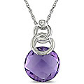 10k White Gold Amethyst and Diamond Pendant