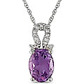 10k White Gold Amethyst and Diamond Necklace (I-J, I2-I3)