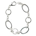 Silvertone Round and Oval Link Bracelet
