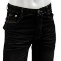 Smash Men's Black Faux Leather Detail Jeans