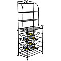 Black-finish 20-bottle Folding Iron Wine Shelf