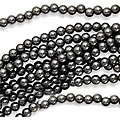Hematite Gemstone 4-mm Round Beads (2) 16-inch Strands
