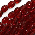 Czech Glass Flat Oval Dark Ruby Red Beads (50)